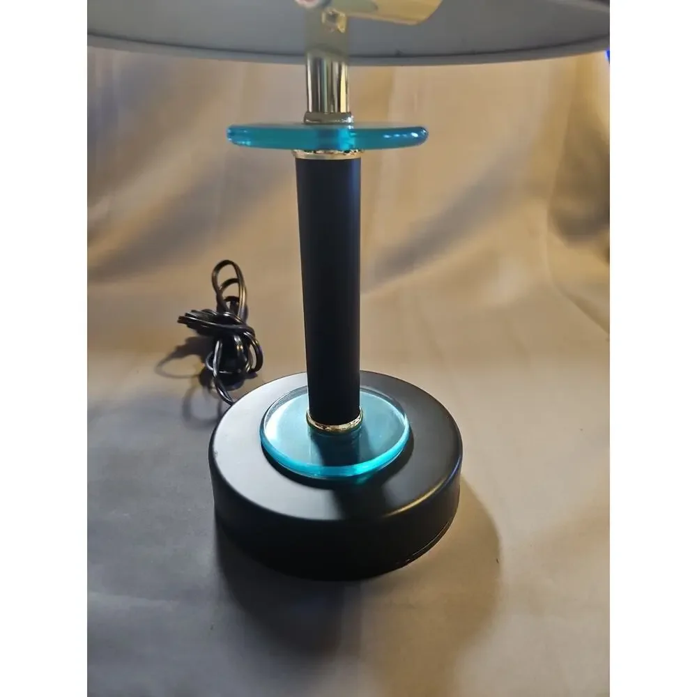 Vintage MCM Mushroom Lamp Light Table Desk Dome Space Age Saucer Black Green